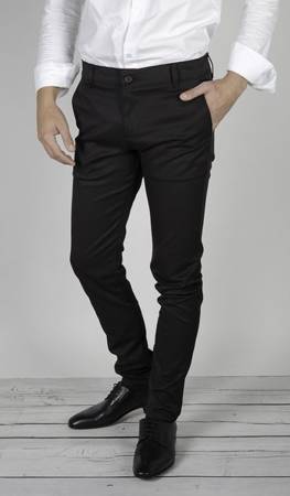 Męskie spodnie materiałowe 7600 czarne - duże rozmiary